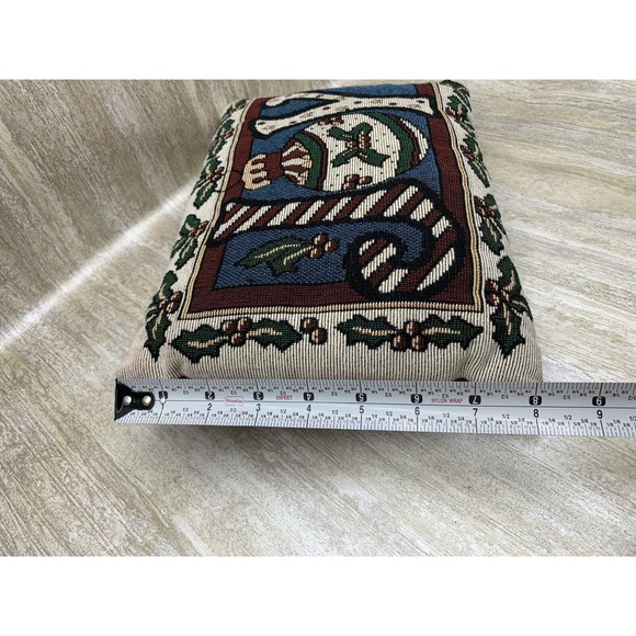 Handmade Christmas Joy Needlepoint Throw Pillow Holiday Decor 12'X8' - Picture 4 of 4